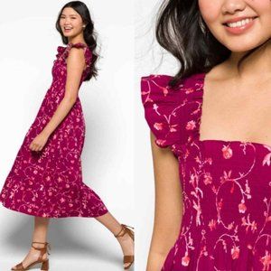 NWT $150 Hill House Floral Ellie Nap Dress Rich Red Burgundy Small XS
